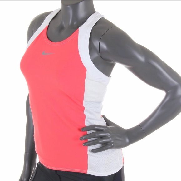 Nike Women’s Triathlon Tri Sports Tank Top - Coral & White Racerback Size Large - Picture 5 of 10